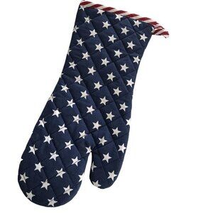 Blue w/ Star Print Patriotic Long Oven Mitt Cotton